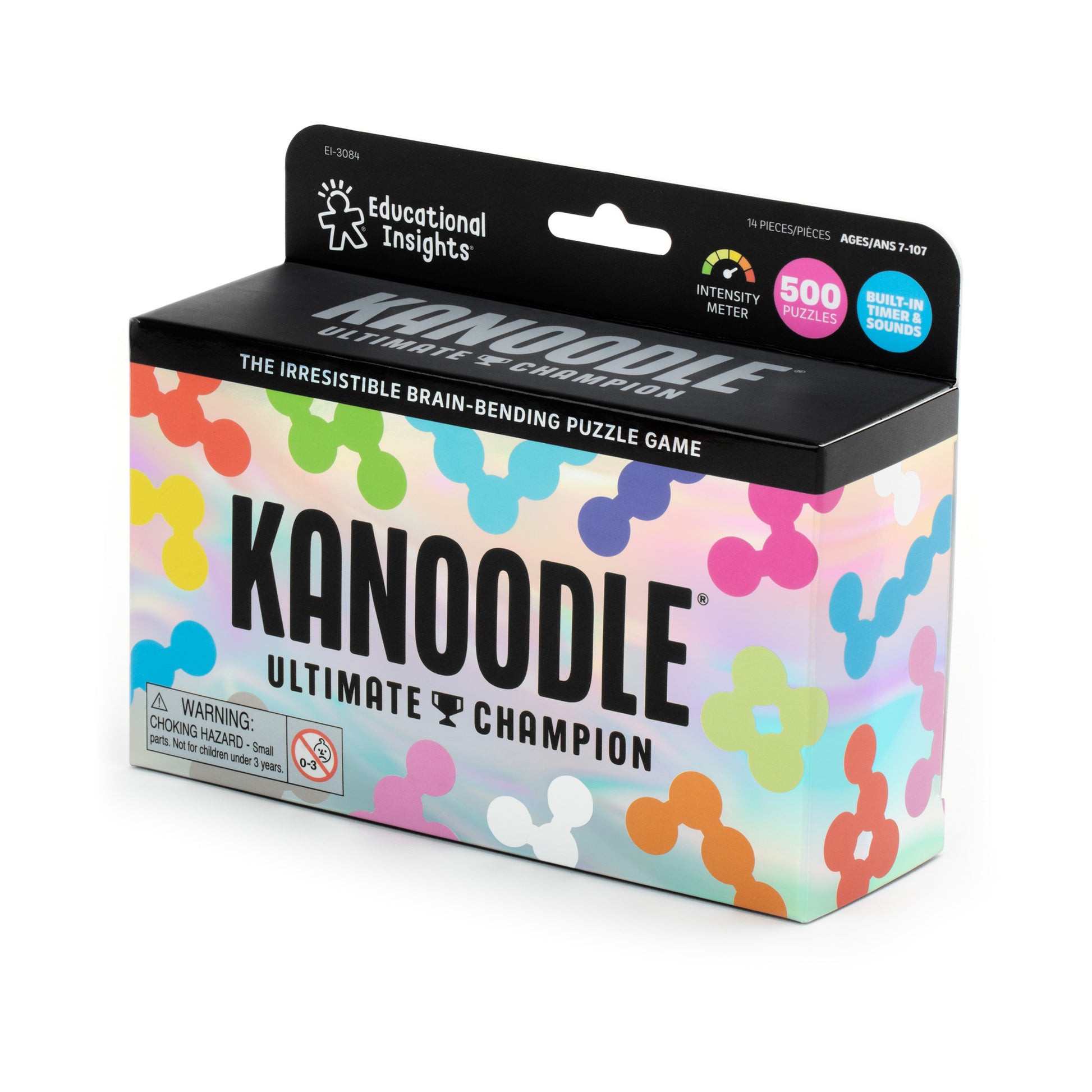 Kanoodle Ultimate Champion puzzle game box with colorful brain-teasing design