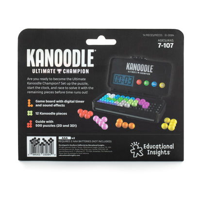 Kanoodle Ultimate Champion puzzle game with digital timer and colorful game pieces
