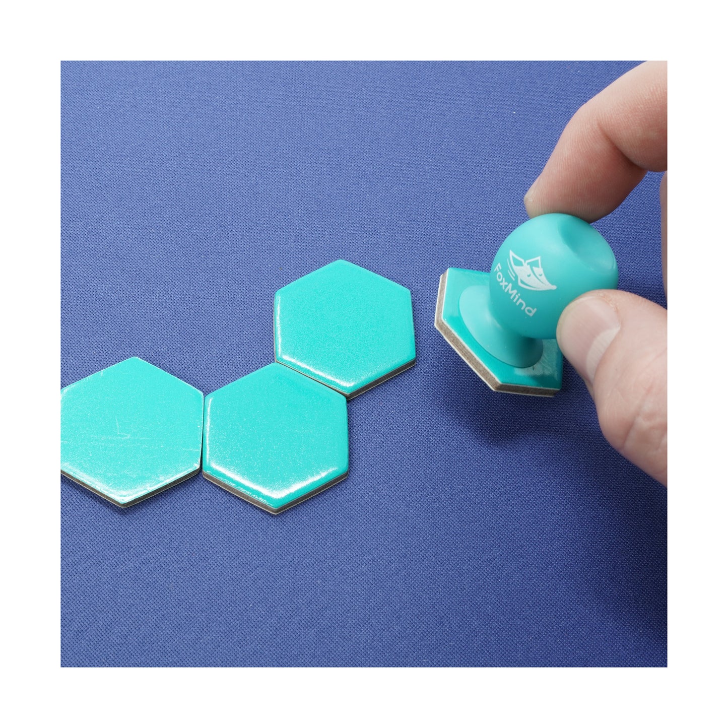 Six-O turquoise hexagon puzzle toy with magnetic pieces