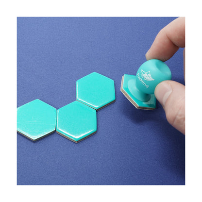 Six-O turquoise hexagon puzzle toy with magnetic pieces