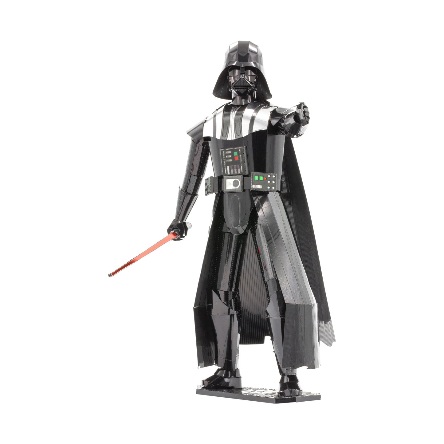 Metal Earth ICONX Star Wars Darth Vader 3D metal model kit assembled figure with lightsaber on white background