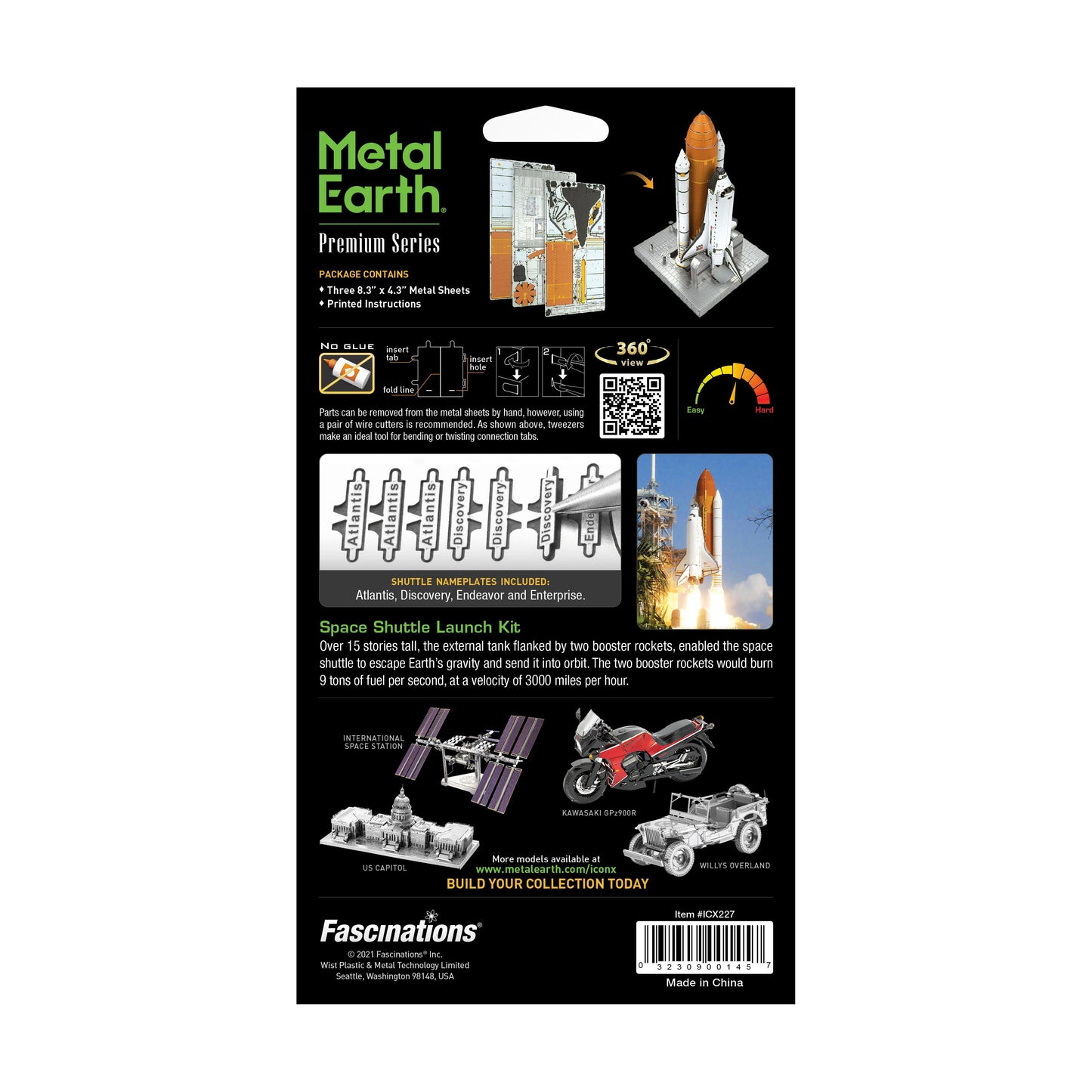 Metal Earth ICONX 3D Space Shuttle Launch Metal Model Kit