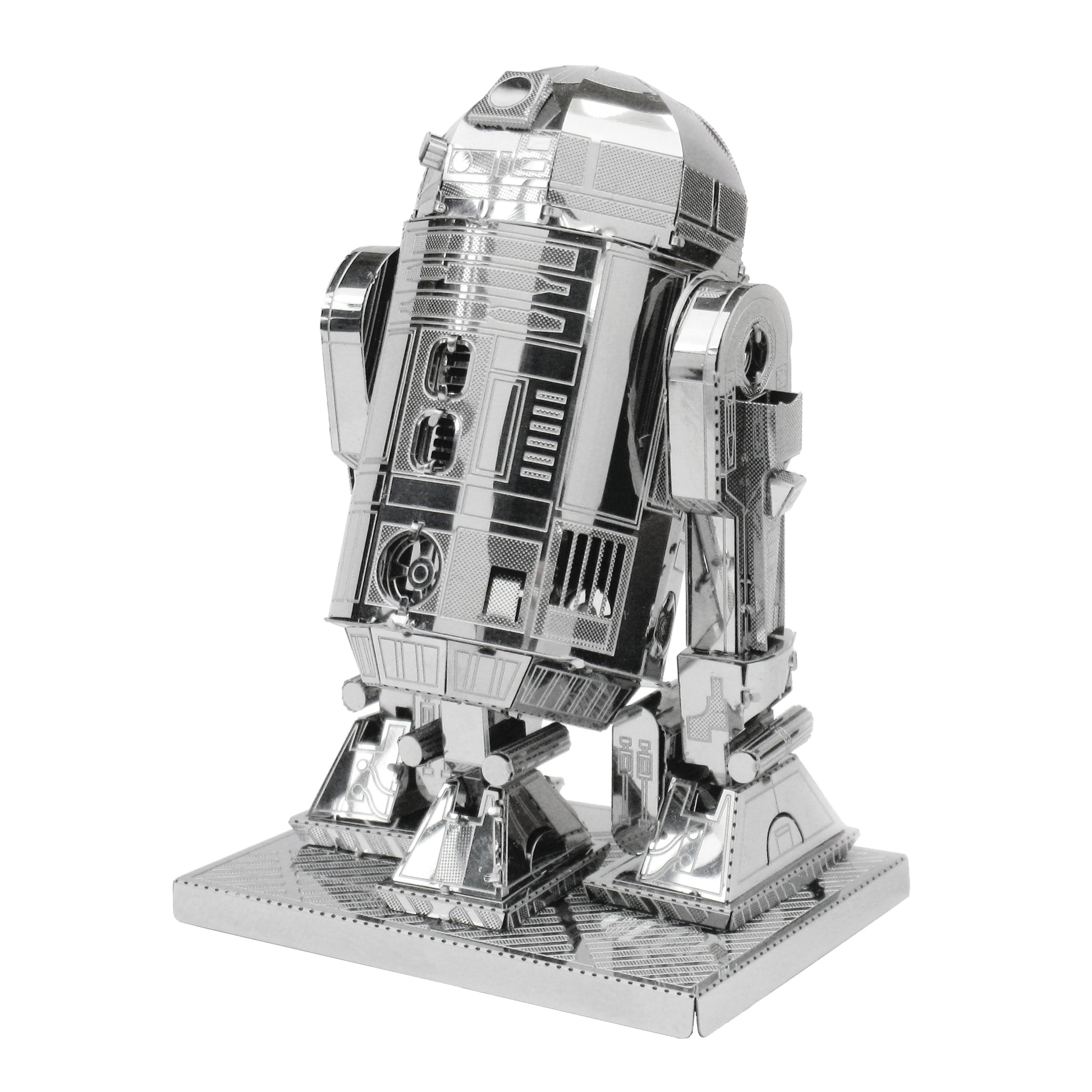 Star Wars Metal Earth 3D Model Kit R2D2, silver metal assembled robot figure on base
