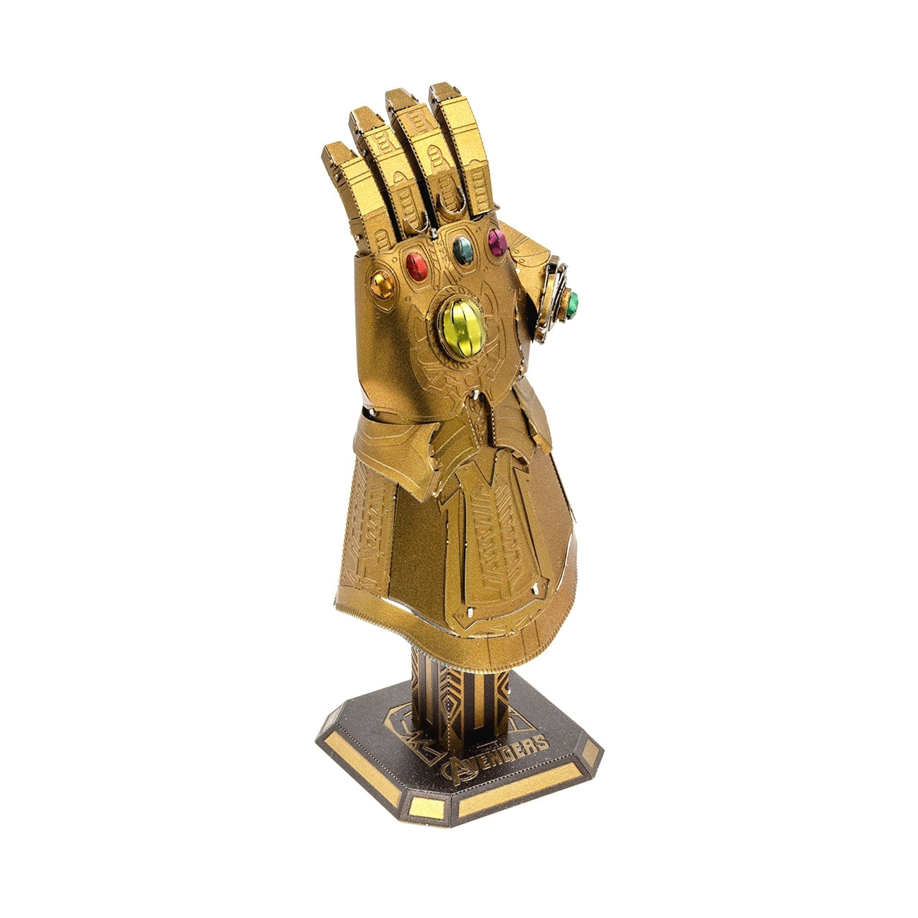 Metal Earth Marvel Avengers Endgame Infinity Gauntlet 3D Model Kit with colored gemstones