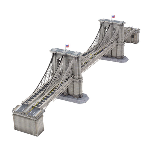 Metal Earth 3D Premium Brooklyn Bridge Model Kit, detailed metal building set on plain background