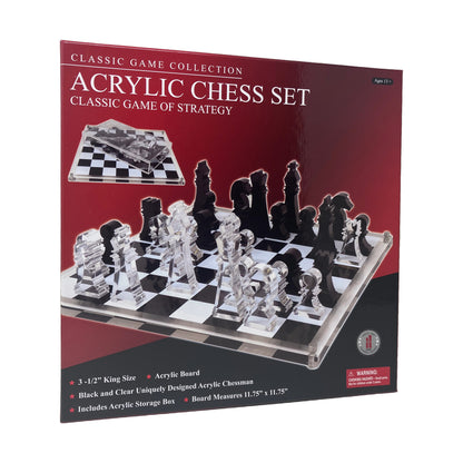 John N. Hansen Co. Classic Acrylic Chess Set - 11.75x11.75 inch Board