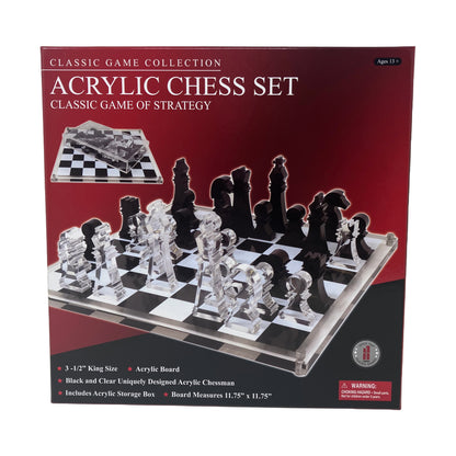 John N. Hansen Co. Classic Acrylic Chess Set - 11.75x11.75 inch Board