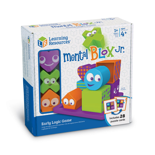 Learning Resources Mental Blox Jr. Early Logic Game boxed set with colorful block pieces and puzzle cards for ages 1+