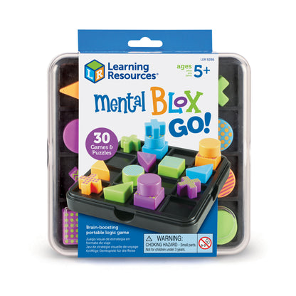 Learning Resources Mental Blox Go! portable logic game with colorful blocks and tiles in black travel case, ages 5+