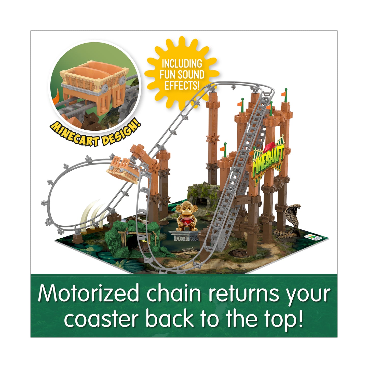 Techno Trax Mineshaft Roller Coaster Building Set - 150+ Pieces