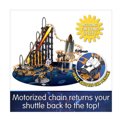 Techno Trax Galactic Adventure motorized space shuttle track set with orange and blue pieces