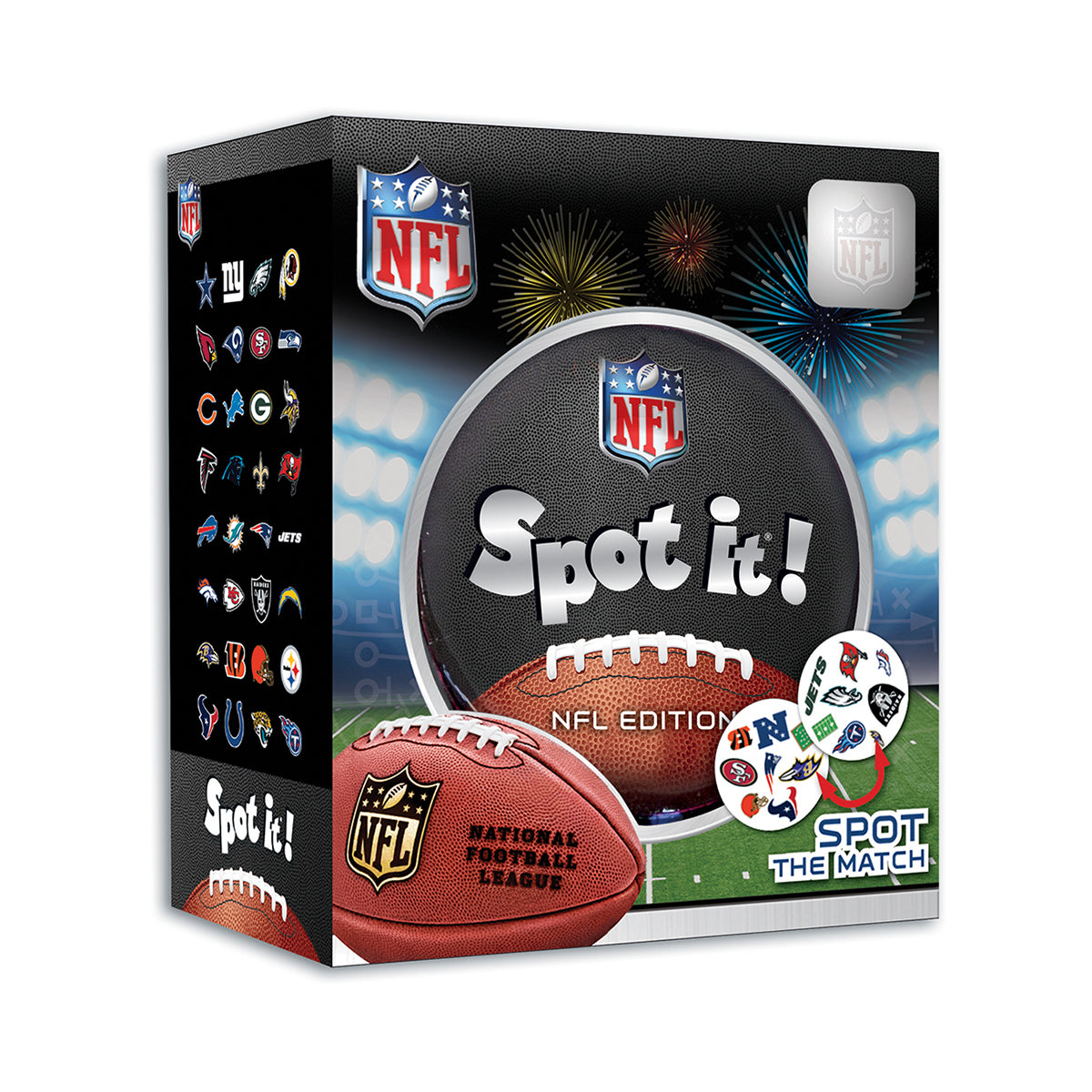 Spot it! NFL Edition card game with football and team logos