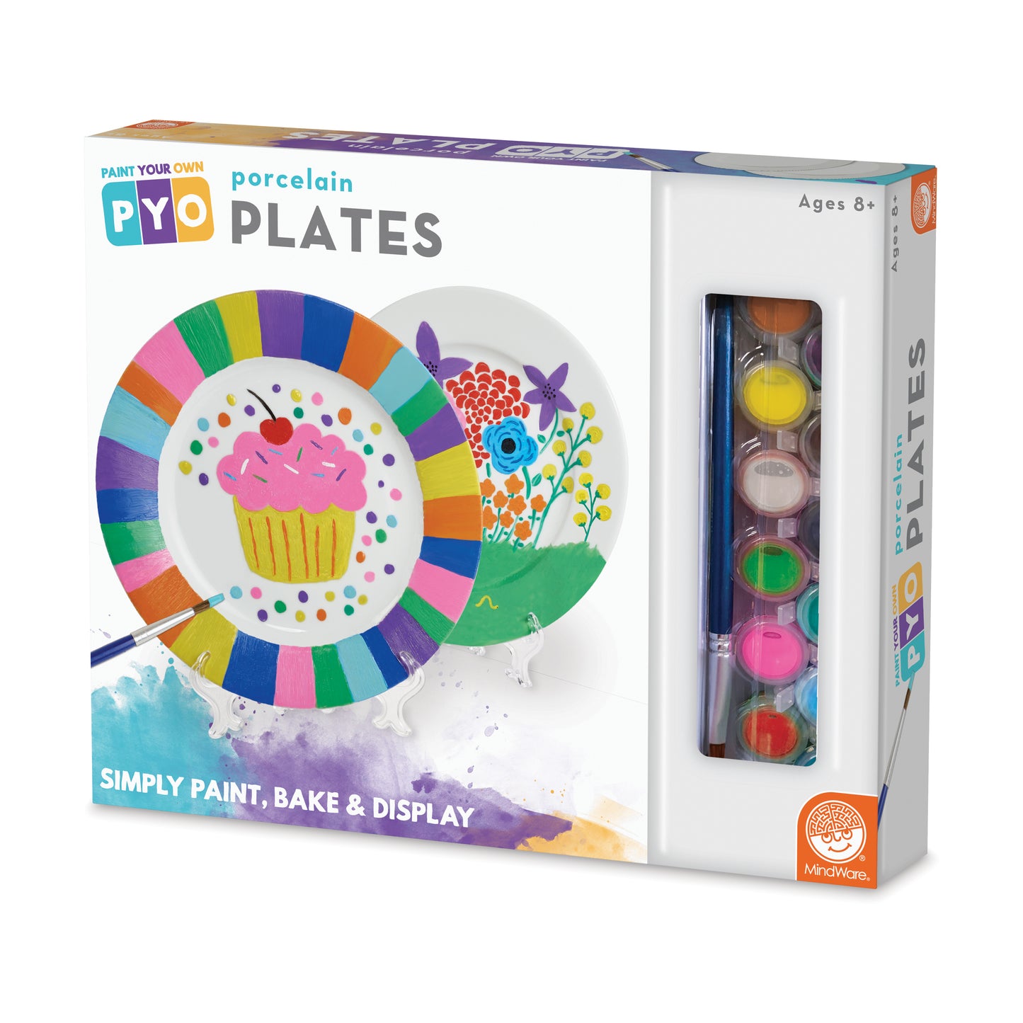 Paint Your Own Porcelain Plates craft kit with colorful painted plate designs and paint set