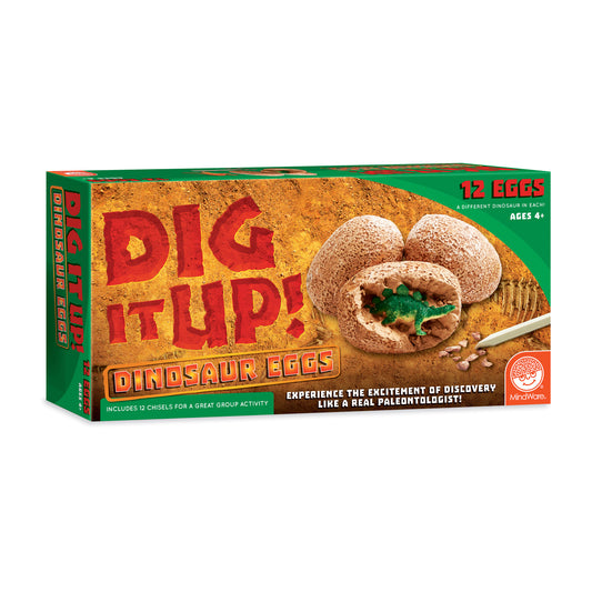 Dig It Up! Dinosaur Eggs toy set with 12 excavation eggs and chisels for paleontologist discovery play