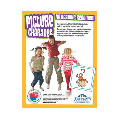 Picture Charades game box showing three children playing, Outset Media brand