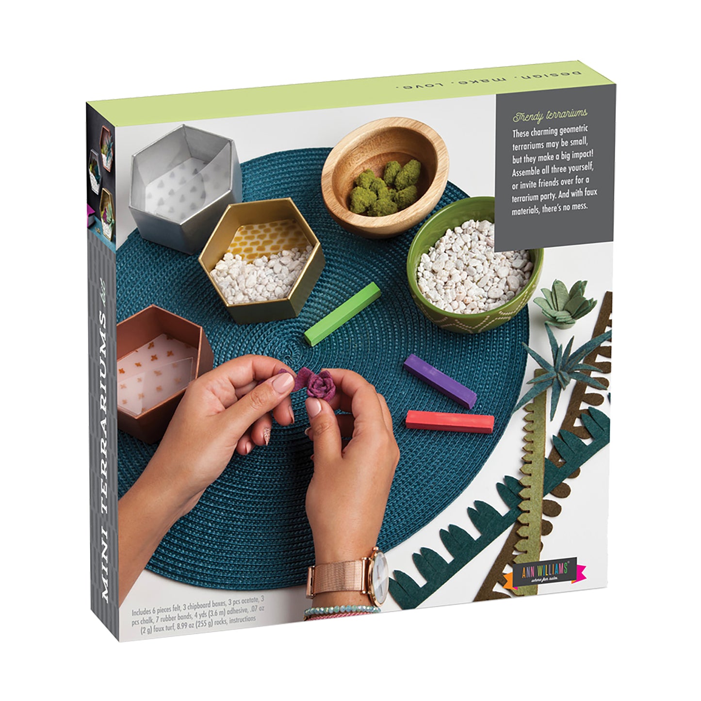 Craft Crush Mini Terrariums Kit - Create Felt Succulent Displays