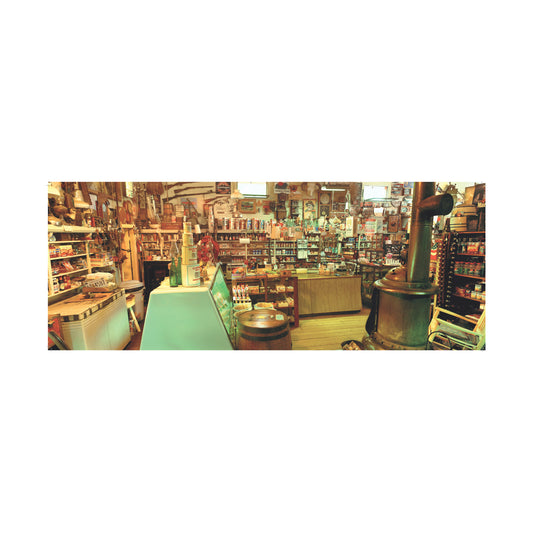 Ken Duncan panoramic jigsaw puzzle showing interior of vintage Cataract General Store in Indiana with shelves, counter, and merchandise
