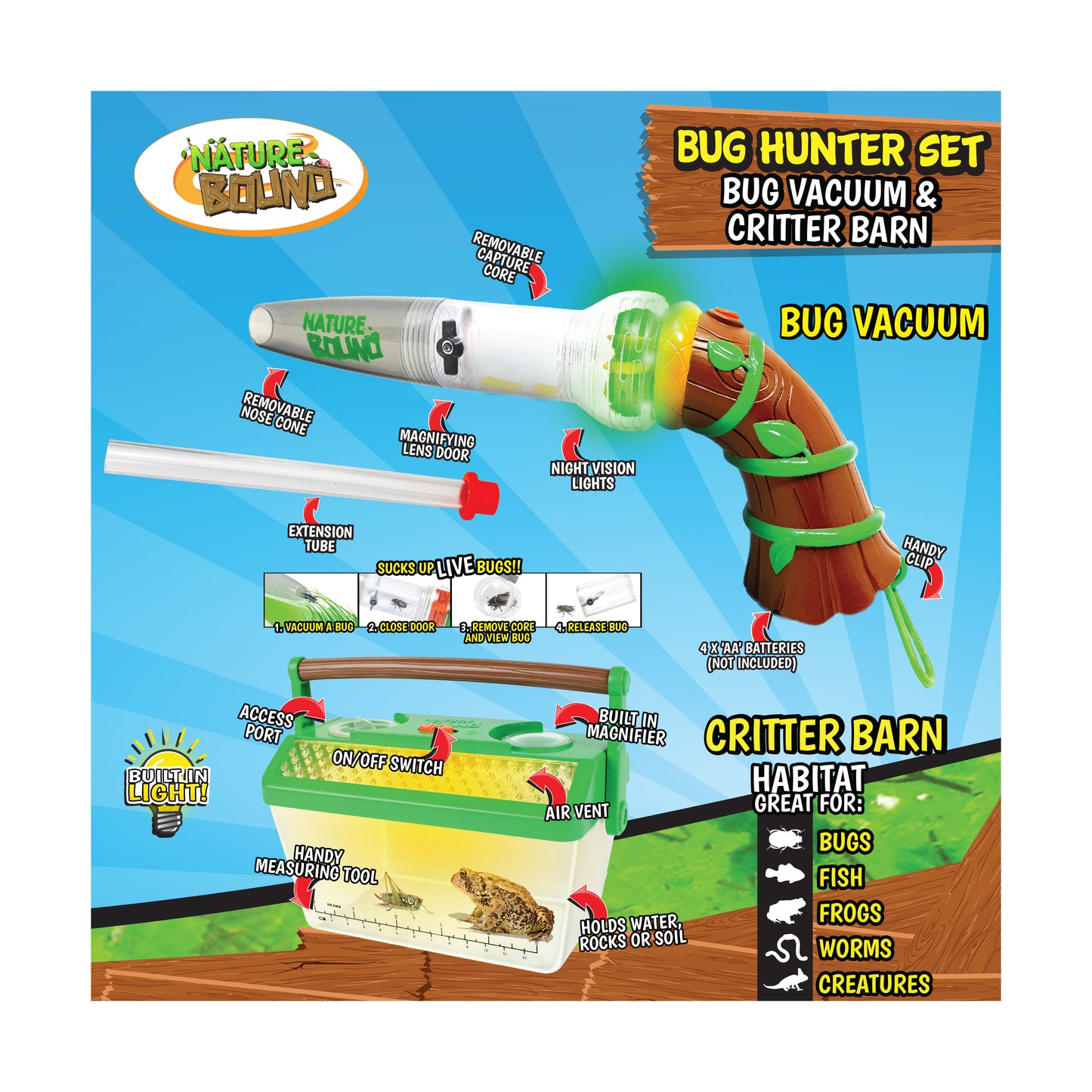 Nature Explorer’s Ultimate Bug Hunter Set: Bug Vacuum & Critler Barn