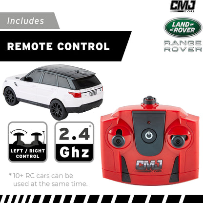 CMJ RC Cars Range Rover - White - 1:24 Scale, 2.4GHz Remote Control SUV with LED Headlights