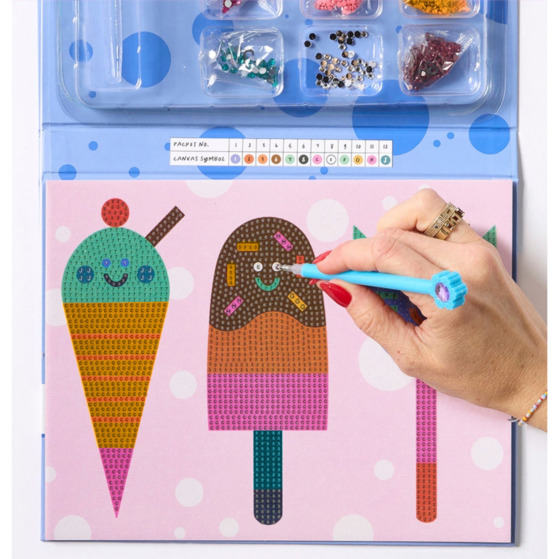 JOS Sparkle Art Yum Yum Yum craft kit with colorful ice cream designs and beads