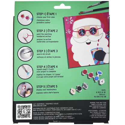 Groovy Santa Paint-By-Number Kit with numbered sections, brushes, and acrylic paints in red and blue