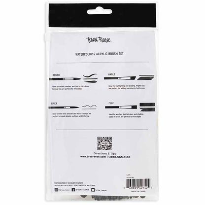Brea Reese 25pc Watercolor & Acrylic Brush Set with round, angle, liner, and flat brushes