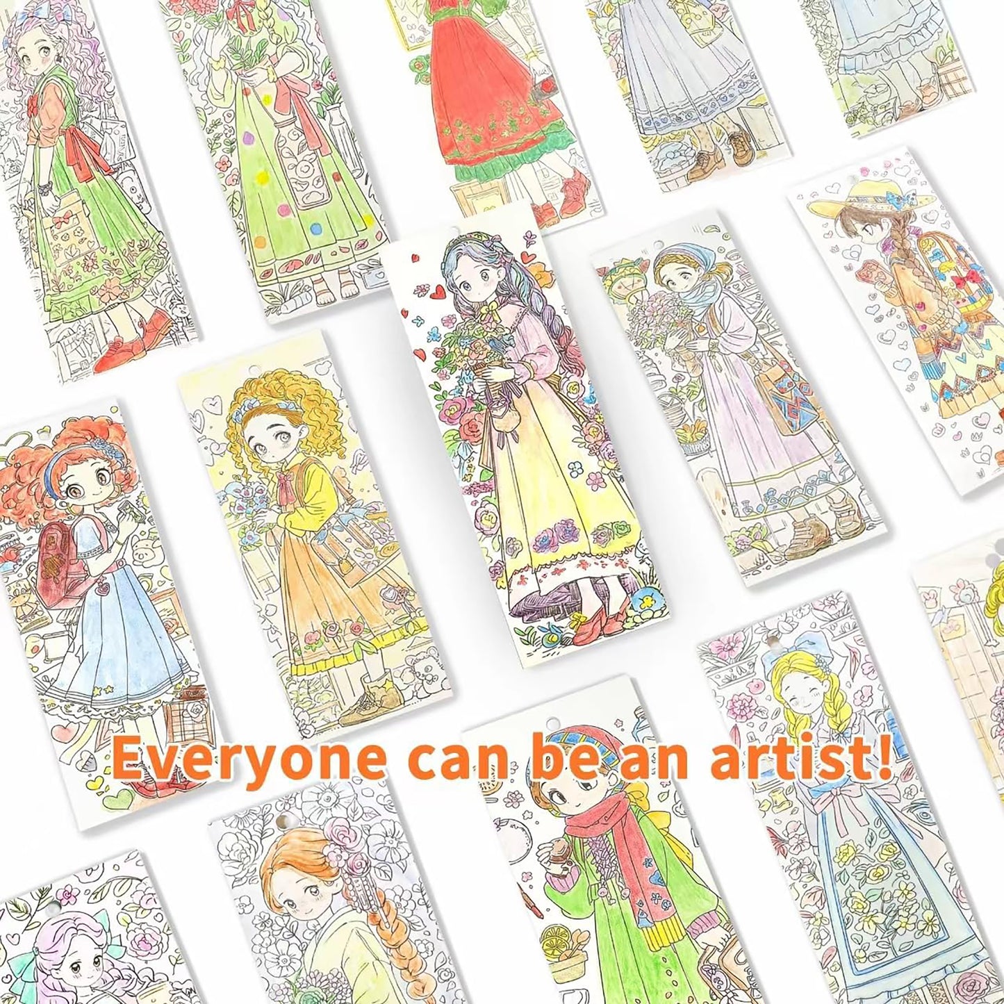 COIPLAY Watercolor Art Kit Fairytale Princess coloring pages with colored examples