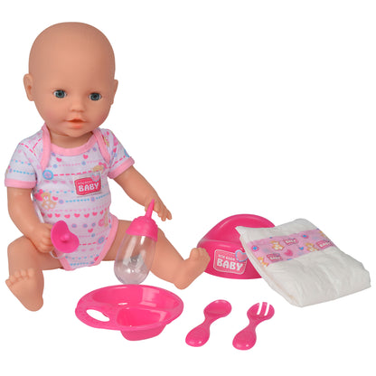 Simba Toys 15" Drink & Wet Baby Doll Set - Pink Heart Onesie