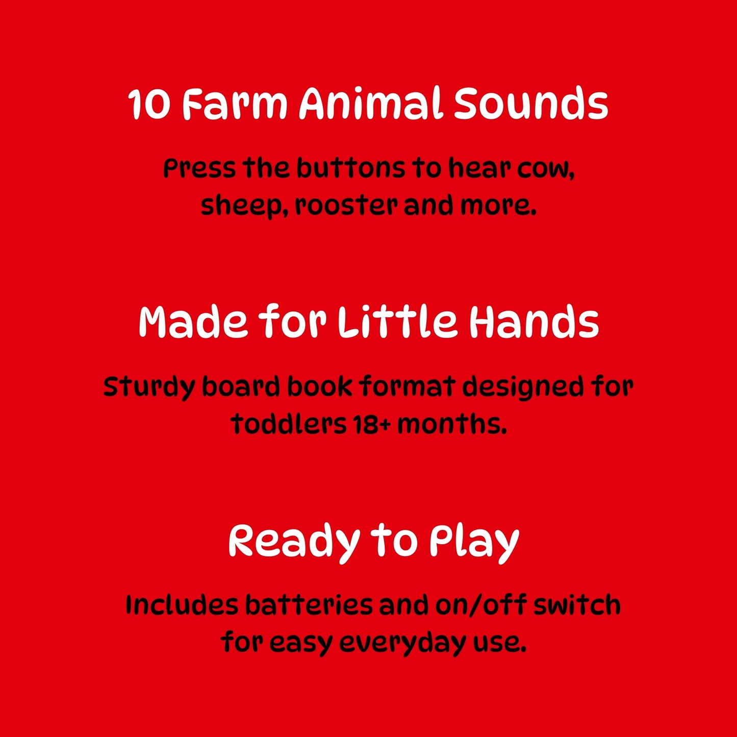 On The Farm Listen & Discover interactive sound book with red cover for toddlers