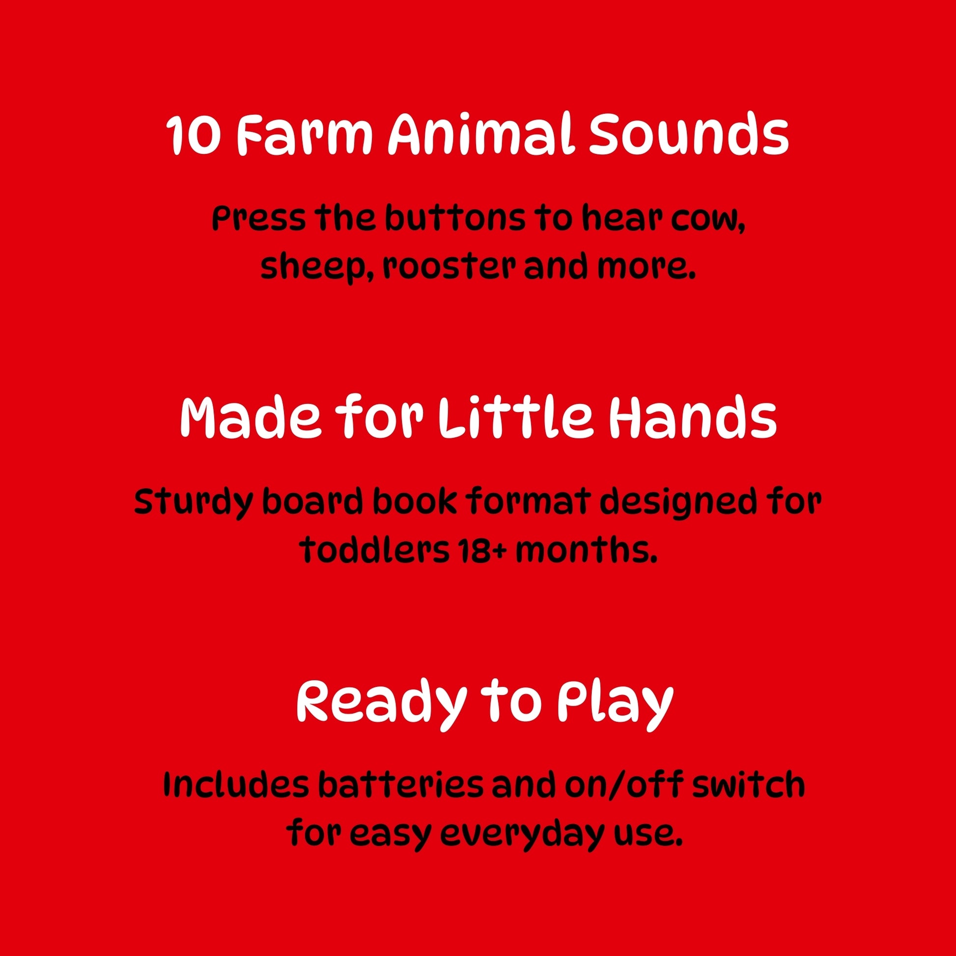 On The Farm Listen & Discover interactive sound book with red cover for toddlers