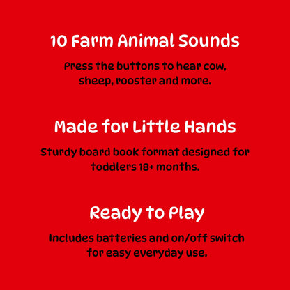 On The Farm Listen & Discover interactive sound book with red cover for toddlers
