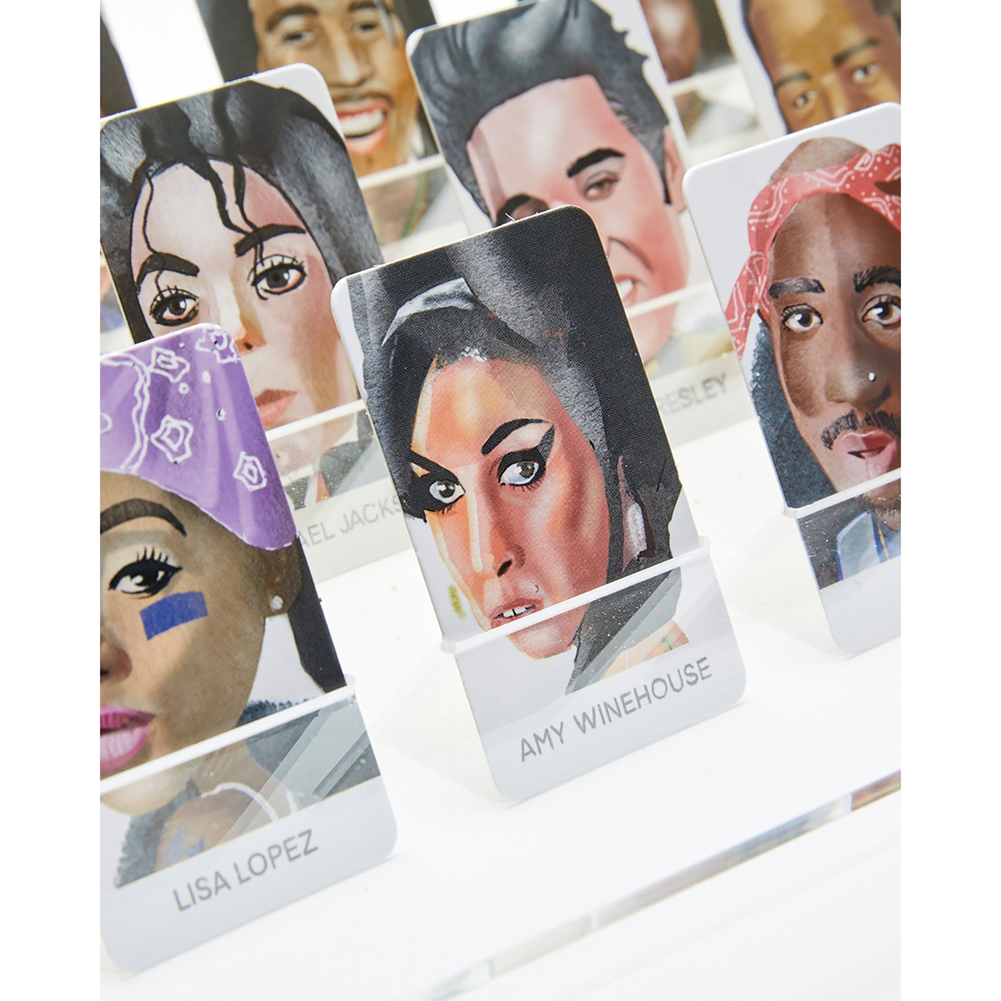 JOS: Guess The Musician card game featuring colorful pop art portraits of famous musicians
