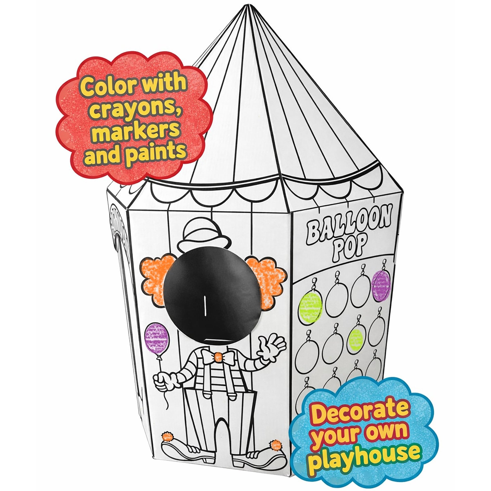 Easy Playhouse Carnival Tent with colorable balloon design and clown character