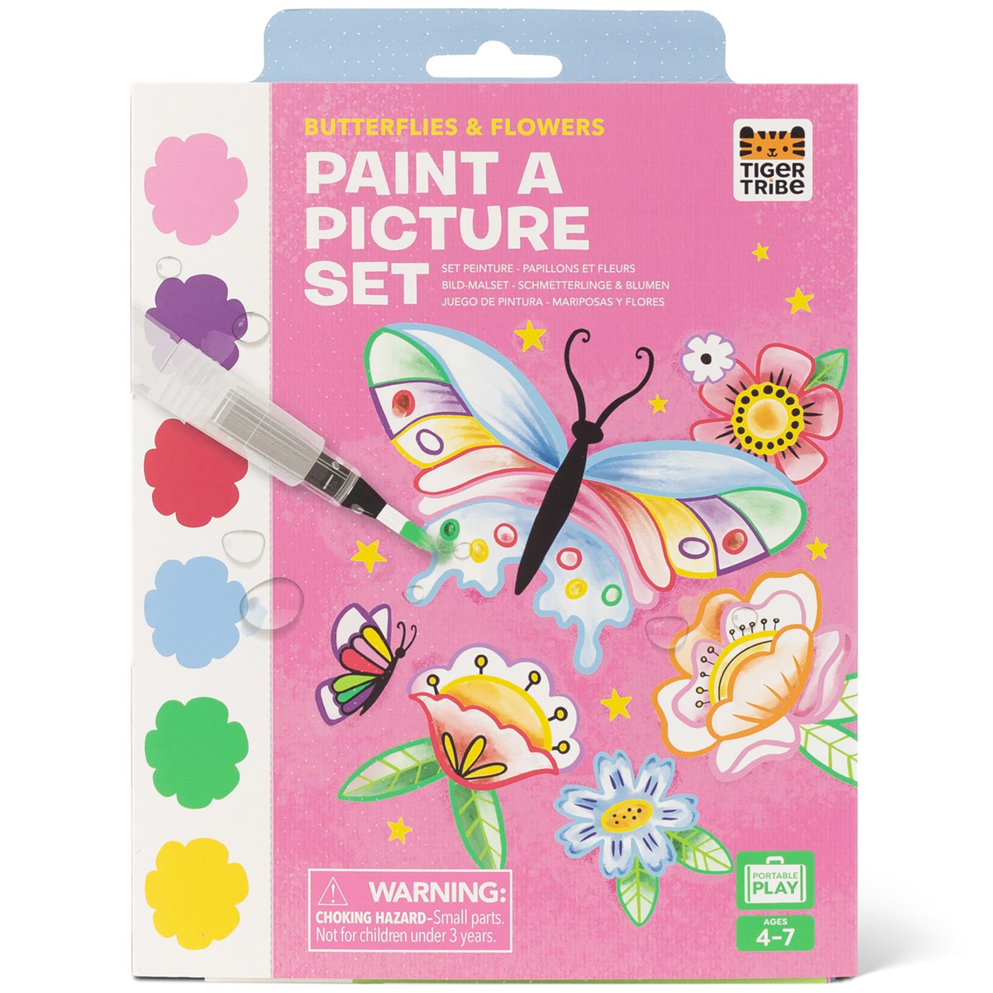 Tiger Tribe Butterflies & Flowers Paint Set with colorful watercolor palette and brush for ages 4+
