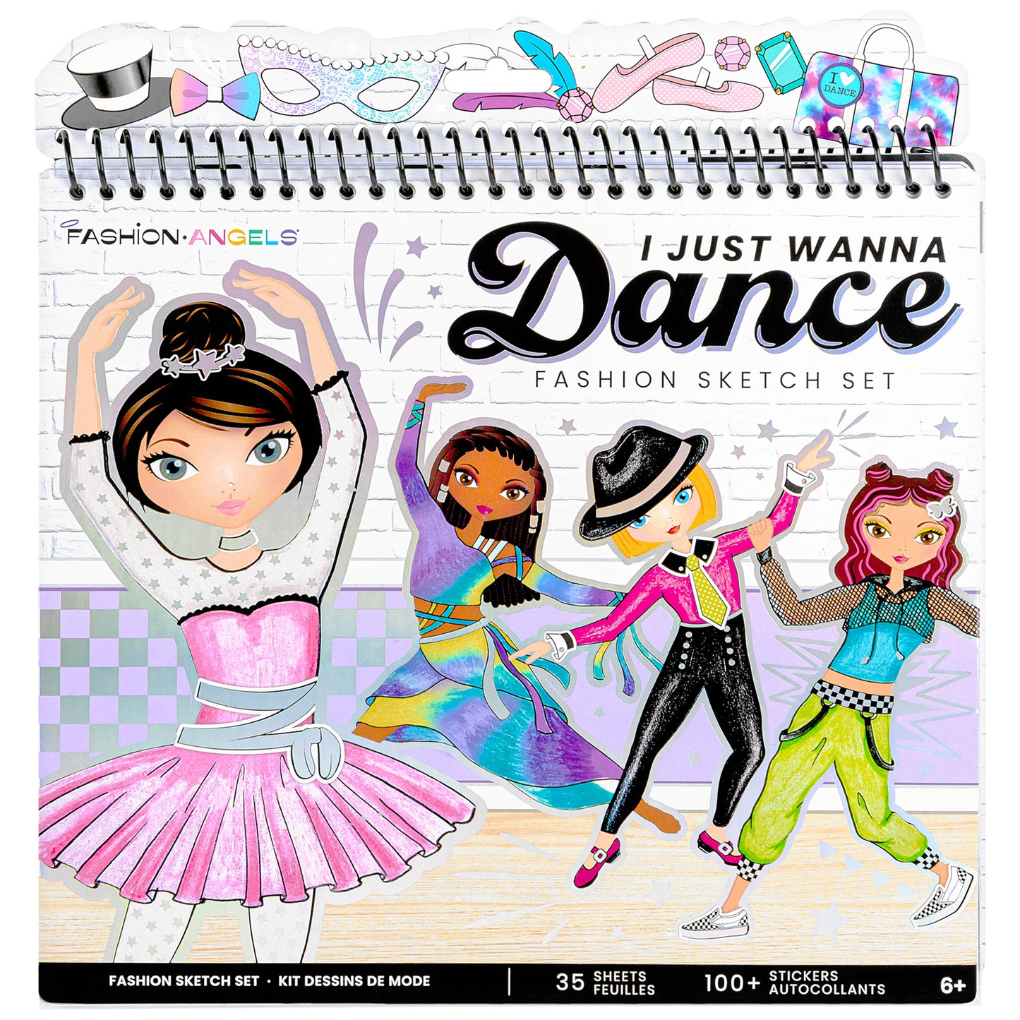 Fashion Angels I Just Wanna Dance Sketch Set with colorful dancer designs and stickers