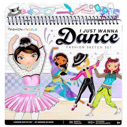 Fashion Angels I Just Wanna Dance Sketch Set with colorful dancer designs and stickers