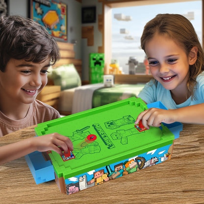 Minecraft Arcade Mini Air Hockey Overworld game with green playing surface