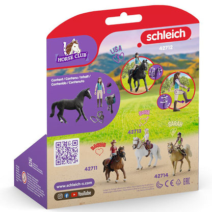 Schleich Horse Club Lisa & Storm playset with black horse, rider figure, and accessories