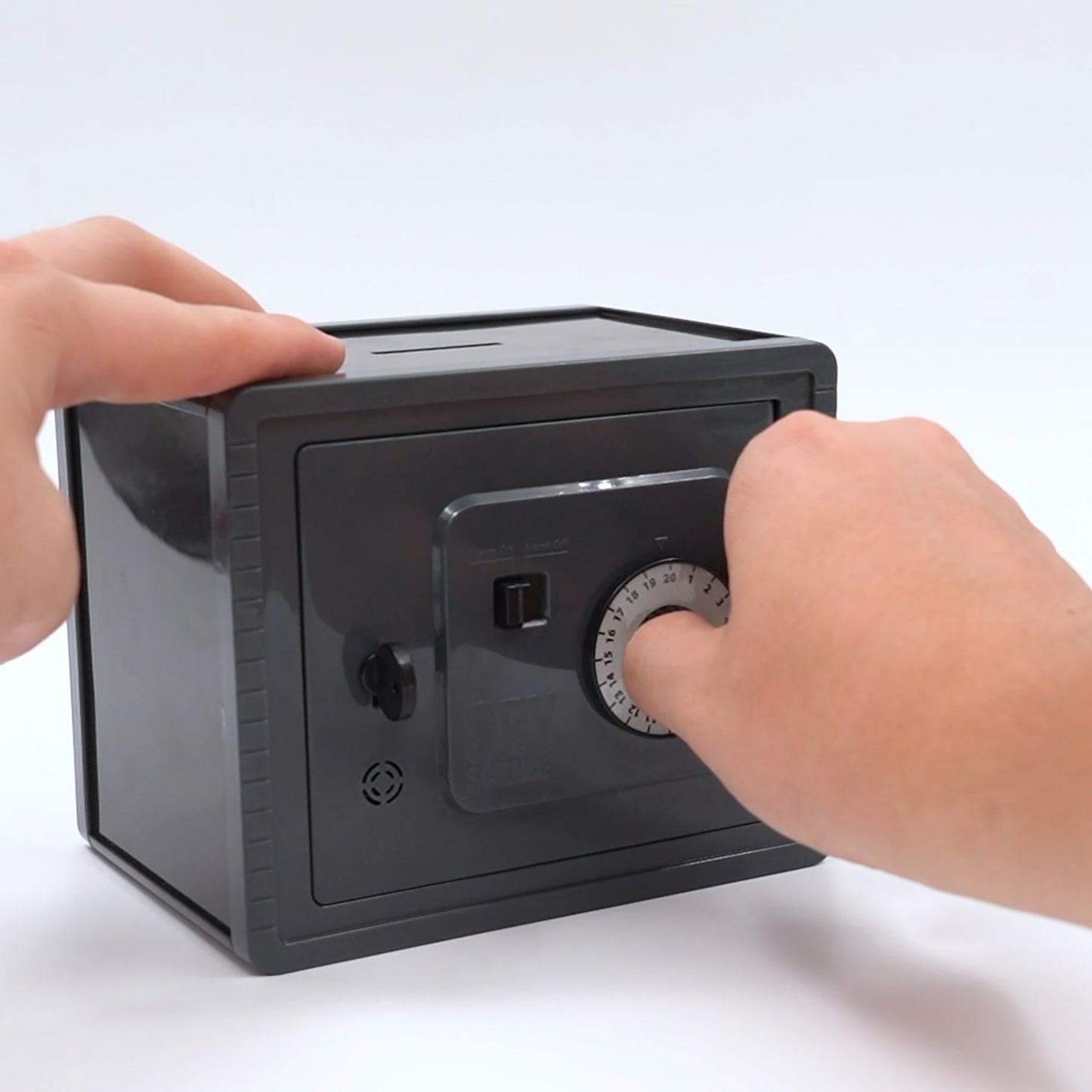 KidsLabs Buzz Alarm Money Safe STEM Kit with combination dial and black casing