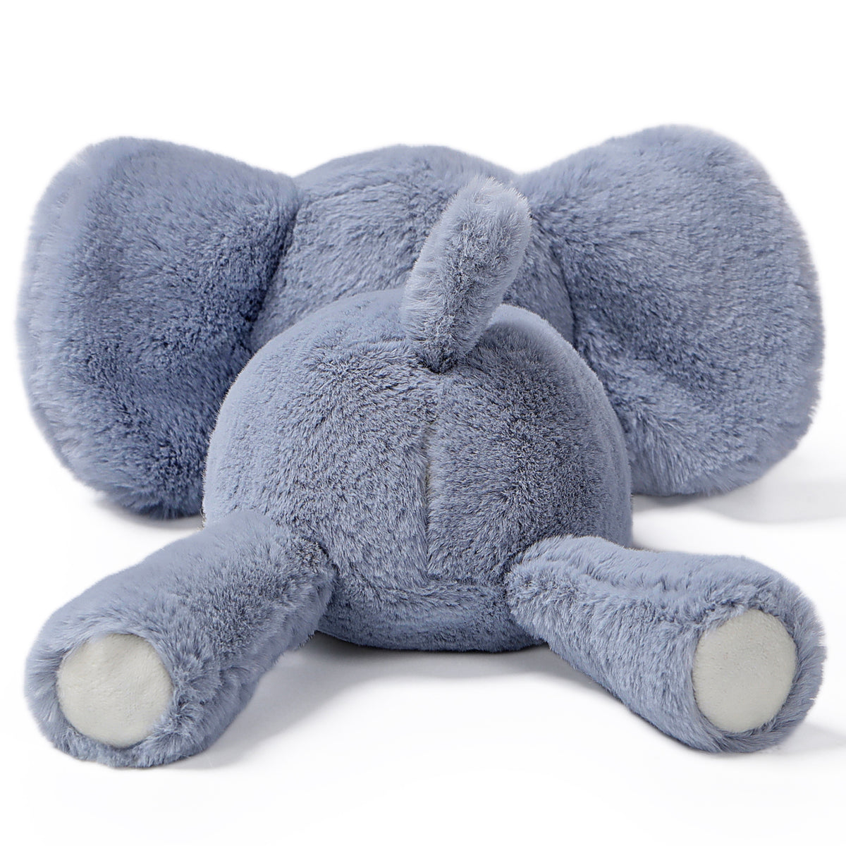 McHugs Lazy Series Elephant 7-Inch Plush in gray with cream-colored paw pads, sitting upright