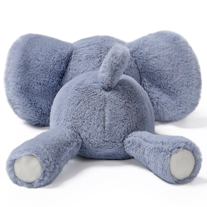 McHugs Lazy Series Elephant 7-Inch Plush in gray with cream-colored paw pads, sitting upright