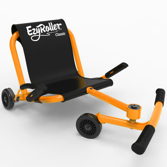 EzyRoller Classic GoMango Orange ride-on toy with orange frame and black seat