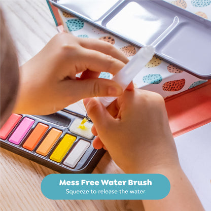 Tiger Tribe watercolor painting set with mess-free water brush, 12 colors, and animal guide for kids