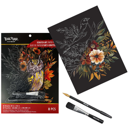 Brea Reese Scratch Art Paper Pad - Autumn Equinox with dual tip stylus and brush tools