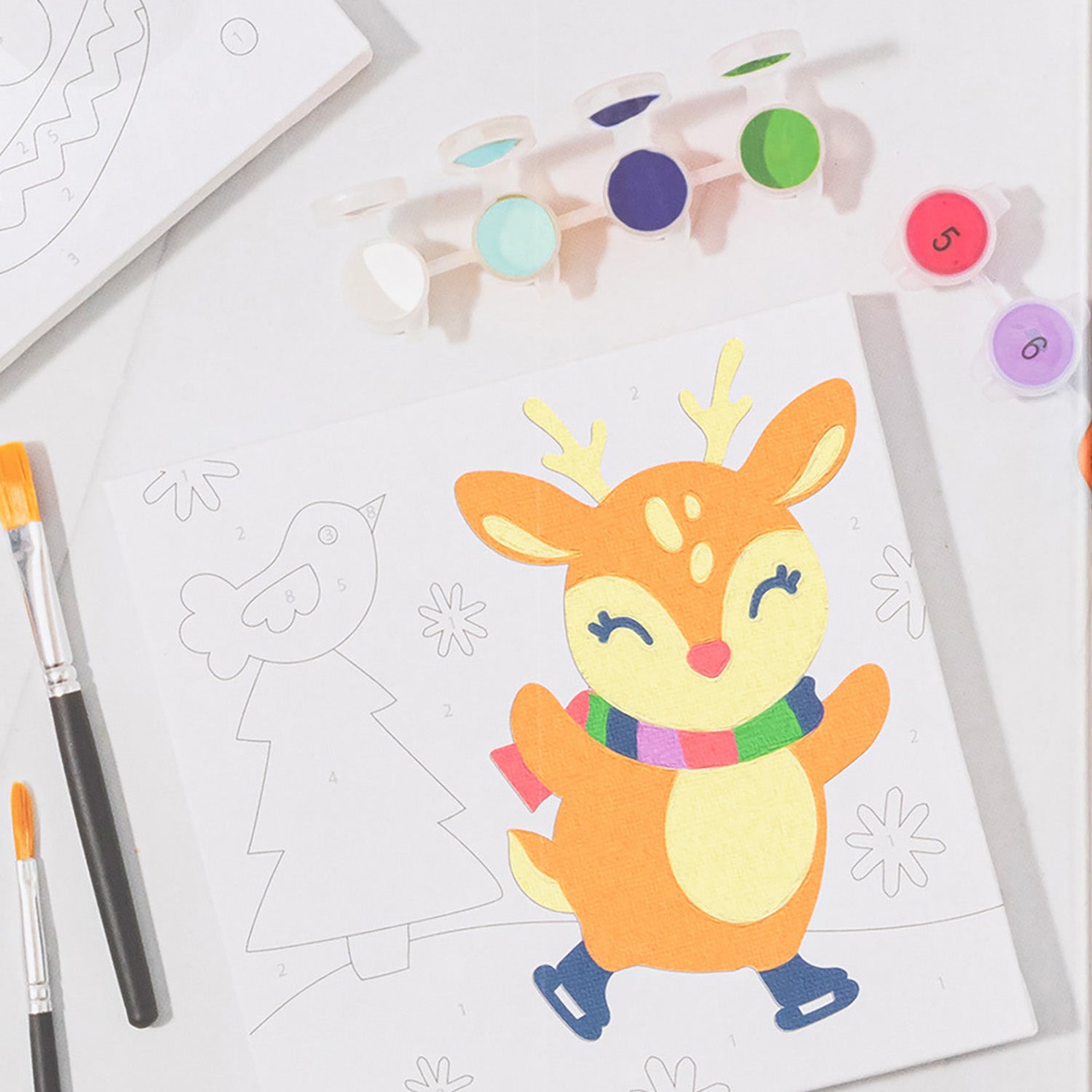 LYB Reindeer Paint-By-Number Kit with colorful paint pots and brushes